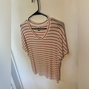 Cabi short sleeve shirt in size xs. White shirt with red stripes. Excellent cond